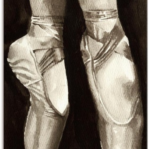 Wandbild ARTLAND Balletschuhe II Bilder Gr. B/H: 80 cm x 120 cm, Leinwandbild Sport Hochformat, 1 St., schwarz Kunstdrucke als Leinwandbild, Poster in verschied. Größen