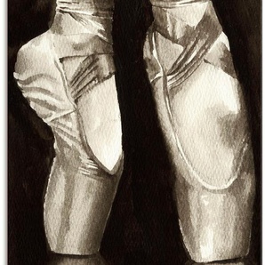 Wandbild ARTLAND Balletschuhe II Bilder Gr. B/H: 80 cm x 120 cm, Leinwandbild Sport Hochformat, 1 St., schwarz Kunstdrucke