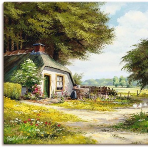 Wandbild ARTLAND Bauernhaus Bilder Gr. B/H: 120 cm x 90 cm, Leinwandbild Garten Querformat, 1 St., grün Kunstdrucke
