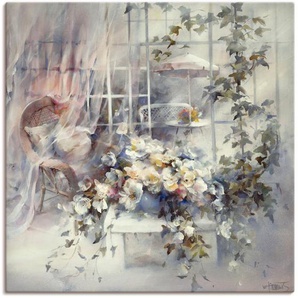 Wandbild ARTLAND Bezaubernde Moment Bilder Gr. B/H: 100 cm x 100 cm, Leinwandbild Blumen quadratisch, 1 St., weiß Kunstdrucke