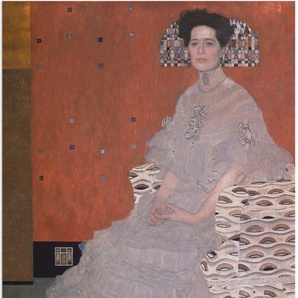 Wandbild ARTLAND Bildnis Fritza Riedler. 1906. Bilder Gr. B/H: 90 cm x 120 cm, Alu-Dibond-Druck Frau, 1 St., rot Kunstdrucke als Alubild, Leinwandbild, Wandaufkleber oder Poster in versch. Größen