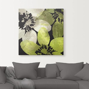 Wandbild ARTLAND Blüten V Bilder Gr. B/H: 100 cm x 100 cm, Leinwandbild Blumen quadratisch, 1 St., grün Kunstdrucke