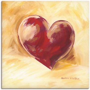 Wandbild ARTLAND Bordeauxrotes Herz Bilder Gr. B/H: 100 cm x 100 cm, Leinwandbild Herzen, 1 St., rot Kunstdrucke als Alubild, Leinwandbild, Wandaufkleber oder Poster in versch. Größen