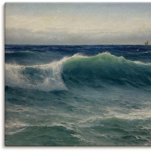Wandbild ARTLAND Brechende Wellen. 1893 Bilder Gr. B/H: 100 cm x 50 cm, Leinwandbild Gewässer, 1 St., blau Kunstdrucke