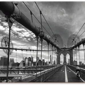 Wandbild ARTLAND Brooklyn Bridge New York III Bilder Gr. B/H: 100 cm x 50 cm, Leinwandbild Brücken, 1 St., schwarz Kunstdrucke