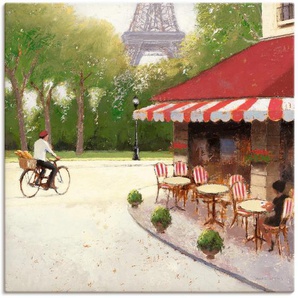 Wandbild ARTLAND Café du Martin III Bilder Gr. B/H: 100 cm x 100 cm, Leinwandbild Europa quadratisch, 1 St., rot Kunstdrucke