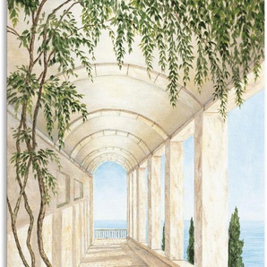 Wandbild ARTLAND Capri Bilder Gr. B/H: 75 cm x 150 cm, Alu-Dibond-Druck Gebäude, 1 St., beige (naturfarben) Kunstdrucke