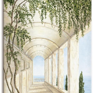 Wandbild ARTLAND Capri Bilder Gr. B/H: 75 cm x 150 cm, Leinwandbild Gebäude, 1 St., beige (naturfarben) Kunstdrucke