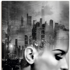 Wandbild ARTLAND City Soul Bilder Gr. B/H: 90 cm x 120 cm, Leinwandbild Portrait Hochformat, 1 St., grau Kunstdrucke als Alubild, Leinwandbild, Wandaufkleber oder Poster in versch. Größen
