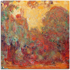 Wandbild ARTLAND Das Haus in Giverny Komposition rot Bilder Gr. B/H: 100 cm x 100 cm, Leinwandbild Gegenstandslos, 1 St., rot Kunstdrucke als Leinwandbild, Wandaufkleber oder Poster in versch. Größen