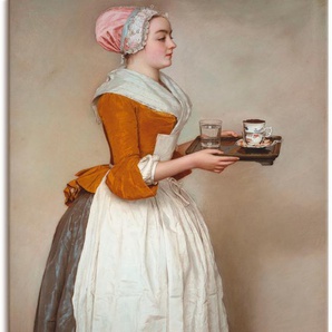 Wandbild ARTLAND Das Schokoladenmädchen. Um 1744/45 Bilder Gr. B/H: 80 cm x 120 cm, Leinwandbild Frau, 1 St., beige (naturfarben) Kunstdrucke