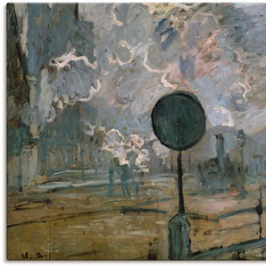 Wandbild ARTLAND Der Bahnhof Saint-Lazare (Le Signal) Bilder Gr. B/H: 120 cm x 90 cm, Leinwandbild Gebäude, 1 St., grau Kunstdrucke als Leinwandbild, Wandaufkleber oder Poster in versch. Größen