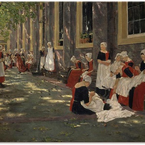Wandbild ARTLAND Der Hof des Waisenhauses in Amsterdam Bilder Gr. B/H: 120 cm x 90 cm, Leinwandbild Gruppen & Familien, 1 St., grau Kunstdrucke als Leinwandbild, Wandaufkleber oder Poster in versch. Größen
