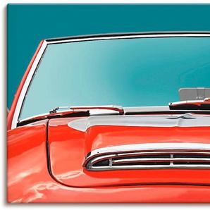 Wandbild ARTLAND Die Cabrio Fahrerin Bilder Gr. B/H: 150 cm x 75 cm, Leinwandbild Auto, 1 St., rot Kunstdrucke als Alubild, Leinwandbild, Wandaufkleber oder Poster in versch. Größen