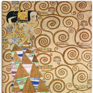 Wandbild ARTLAND Die Erwartung Vorlage zum Stocletfries Bilder Gr. B/H: 80 cm x 120 cm, Leinwandbild Frau, 1 St., goldfarben Kunstdrucke als Alubild, Leinwandbild, Wandaufkleber oder Poster in versch. Größen