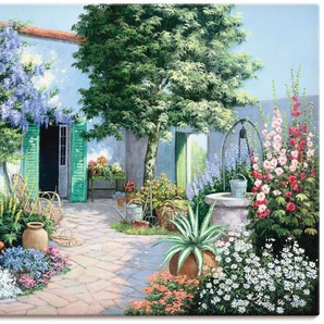 Wandbild ARTLAND Ein kleines Paradies Bilder Gr. B/H: 120 cm x 90 cm, Leinwandbild Garten Querformat, 1 St., grün Kunstdrucke