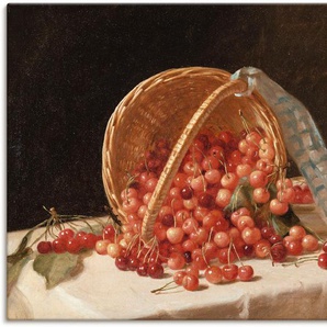 Wandbild ARTLAND Ein Korb mit Kirschen. 1853 Bilder Gr. B/H: 120 cm x 90 cm, Leinwandbild Arrangements, 1 St., rot Kunstdrucke als Leinwandbild, Wandaufkleber oder Poster in versch. Größen