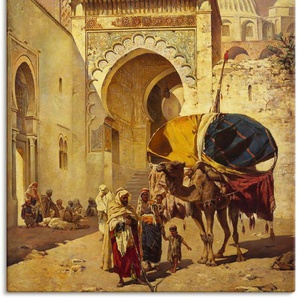 Wandbild ARTLAND Eine arabische Straßenszene. Bilder Gr. B/H: 90 cm x 120 cm, Leinwandbild Gebäude, 1 St., beige (naturfarben) Kunstdrucke