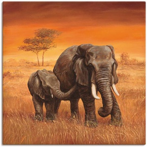 Wandbild ARTLAND Elefanten II Bilder Gr. B/H: 100 cm x 100 cm, Leinwandbild Wildtiere, 1 St., braun Kunstdrucke
