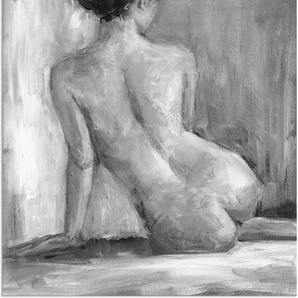 Wandbild ARTLAND Figur in schwarz & weiß I Bilder Gr. B/H: 90 cm x 120 cm, Alu-Dibond-Druck Frau Hochformat, 1 St., grau Kunstdrucke