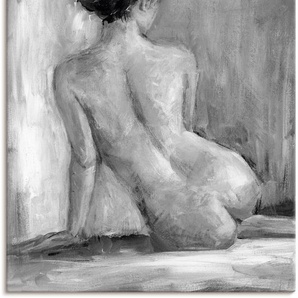 Wandbild ARTLAND Figur in schwarz & weiß I Bilder Gr. B/H: 90 cm x 120 cm, Leinwandbild Frau Hochformat, 1 St., grau Kunstdrucke
