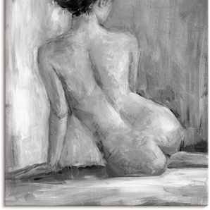 Wandbild ARTLAND Figur in schwarz & weiß I Bilder Gr. B/H: 90 cm x 120 cm, Leinwandbild Frau Hochformat, 1 St., grau Kunstdrucke als Alubild, Leinwandbild, Wandaufkleber oder Poster in versch. Größen