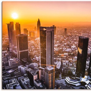 Wandbild ARTLAND Frankfurt am Main Panorama I Bilder Gr. B/H: 120 cm x 90 cm, Leinwandbild Deutschland Querformat, 1 St., goldfarben Kunstdrucke als Alubild, Leinwandbild, Wandaufkleber oder Poster in versch. Größen