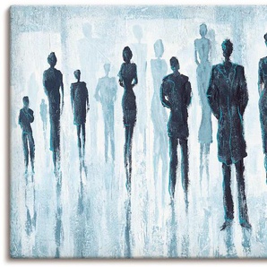Wandbild ARTLAND Genau in der Mitte Bilder Gr. B/H: 150 cm x 75 cm, Leinwandbild Gruppen & Familien, 1 St., blau Kunstdrucke