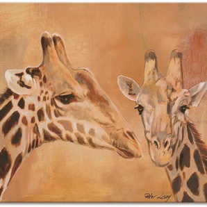 Wandbild ARTLAND Giraffen Bilder Gr. B/H: 120 cm x 90 cm, Leinwandbild Wildtiere, 1 St., braun Kunstdrucke als Alubild, Outdoorbild, Leinwandbild, Poster in verschied. Größen