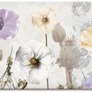 Wandbild ARTLAND Glänzende Mohnblumen Bilder Gr. B/H: 150 cm x 75 cm, Leinwandbild Blumen, 1 St., weiß Kunstdrucke