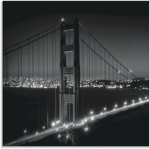 Wandbild ARTLAND Golden Gate Bridge am Abend Bilder Gr. B/H: 120 cm x 80 cm, Alu-Dibond-Druck San Francisco Querformat, 1 St., schwarz Kunstdrucke