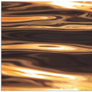 Wandbild ARTLAND Goldenes Wasser des Meeres Bilder Gr. B/H: 120 cm x 80 cm, Alu-Dibond-Druck Gewässer Querformat, 1 St., goldfarben Kunstdrucke als Alubild, Outdoorbild, Leinwandbild, Poster in verschied. Größen