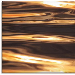 Wandbild ARTLAND Goldenes Wasser des Meeres Bilder Gr. B/H: 120 cm x 80 cm, Leinwandbild Gewässer Querformat, 1 St., goldfarben Kunstdrucke als Alubild, Leinwandbild, Wandaufkleber oder Poster in versch. Größen