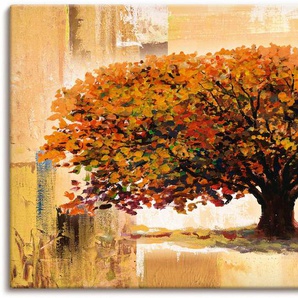 Wandbild ARTLAND Herbstbaum auf abstraktem Hintergrund Bilder Gr. B/H: 150 cm x 75 cm, Leinwandbild Bäume, 1 St., braun Kunstdrucke als Alubild, Outdoorbild, Leinwandbild, Poster in verschied. Größen