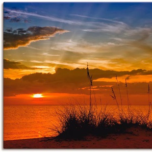 Wandbild ARTLAND Herrlicher Sonnenuntergang Bilder Gr. B/H: 120 cm x 90 cm, Leinwandbild Sonnenaufgang & -untergang, 1 St., orange Kunstdrucke