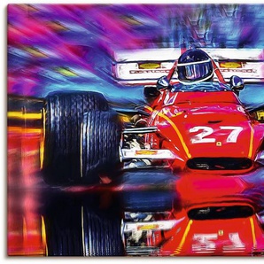 Wandbild ARTLAND Jacky Ickx belgische Motorsportlegende Bilder Gr. B/H: 120 cm x 80 cm, Leinwandbild Auto Querformat, 1 St., rot Kunstdrucke als Alubild, Leinwandbild, Wandaufkleber oder Poster in versch. Größen