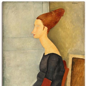 Wandbild ARTLAND Jeanne Hébuterne mit Henna. 1918 Bilder Gr. B/H: 80 cm x 120 cm, Leinwandbild Bilder von Frauen Hochformat, 1 St., rot Kunstdrucke als Alubild, Leinwandbild, Wandaufkleber oder Poster in versch. Größen