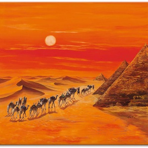 Wandbild ARTLAND Karawane II Bilder Gr. B/H: 120 cm x 90 cm, Leinwandbild Afrika, 1 St., orange Kunstdrucke