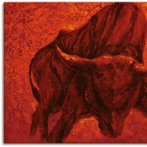 Wandbild ARTLAND Katalanischer Stier Bilder Gr. B/H: 130 cm x 90 cm, Leinwandbild Wildtiere, 1 St., rot Kunstdrucke als Alubild, Leinwandbild, Wandaufkleber oder Poster in versch. Größen