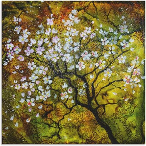 Wandbild ARTLAND Kirschblüte Bilder Gr. B/H: 100 cm x 100 cm, Alu-Dibond-Druck Baumbilder quadratisch, 1 St., grün Kunstdrucke