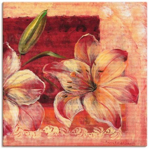 Wandbild ARTLAND Klassische Blumen IV Bilder Gr. B/H: 100 cm x 100 cm, Leinwandbild Blumen quadratisch, 1 St., rot Kunstdrucke als Leinwandbild, Wandaufkleber oder Poster in versch. Größen