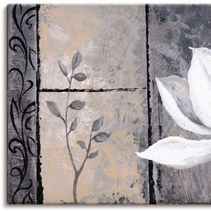 Wandbild ARTLAND Klassische Magnolie Bilder Gr. B/H: 150 cm x 75 cm, Leinwandbild Blumen, 1 St., schwarz Kunstdrucke