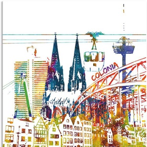 Leinwandbild ARTLAND Köln Dom Grafik Bilder Gr. B/H: 60 cm x 80 cm, Köln Hochformat, 1 St., bunt Leinwandbilder