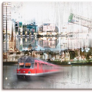 Wandbild ARTLAND Köln Skyline Collage I Bilder Gr. B/H: 100 cm x 50 cm, Leinwandbild Deutschland, 1 St., weiß Kunstdrucke