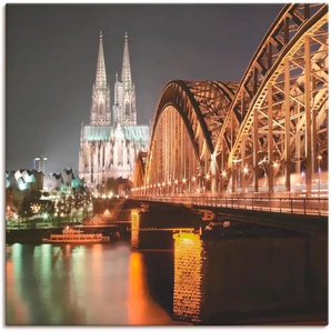 Wandbild ARTLAND Köln Skyline Collage V Bilder Gr. B/H: 100 cm x 100 cm, Leinwandbild Brücken, 1 St., goldfarben Kunstdrucke als Leinwandbild, Wandaufkleber oder Poster in versch. Größen
