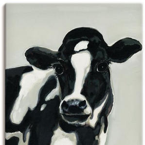 Wandbild ARTLAND Kuh Bilder Gr. B/H: 75 cm x 150 cm, Leinwandbild Haustiere, 1 St., schwarz Kunstdrucke