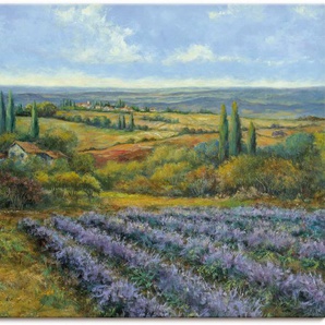 Wandbild ARTLAND Lavendelfelder in der Provence Bilder Gr. B/H: 120 cm x 90 cm, Leinwandbild Europa, 1 St., blau Kunstdrucke