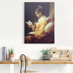 Wandbild ARTLAND Lesendes Mädchen. Um 1776 Bilder Gr. B/H: 90 cm x 120 cm, Leinwandbild Frau, 1 St., braun Kunstdrucke