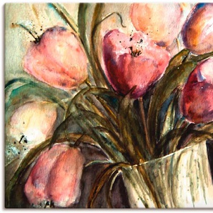 Wandbild ARTLAND Lila Tulpen in Vase Bilder Gr. B/H: 120 cm x 90 cm, Leinwandbild Blumen, 1 St., lila Kunstdrucke