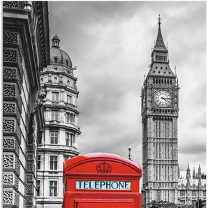 Wandbild ARTLAND London Telefonzelle Bilder Gr. B/H: 75 cm x 150 cm, Alu-Dibond-Druck Architektonische Elemente Hochformat, 1 St., rot Kunstdrucke als Alubild, Outdoorbild, Leinwandbild in verschied. Größen